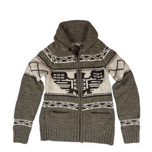 Bluenotes Nordic Sweater Thunderbird Brow Cowichan Zipper Cardigan Women's S